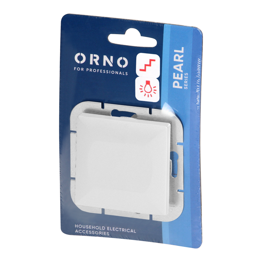 Flush-mounted three-way switch with illumination Pearl, 10A, 250V, WP-5P/S, white