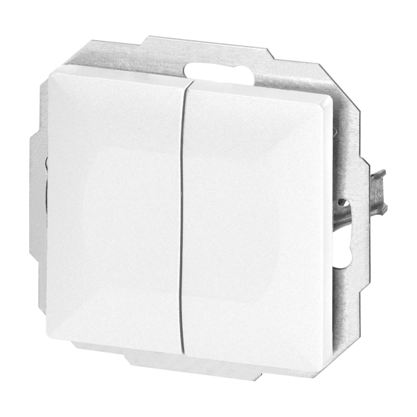 Flush-mounted double three-way switch Pearl, 10A, 250V, WP-2/5P, white