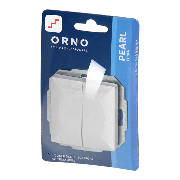 Flush-mounted double three-way switch Pearl, 10A, 250V, WP-2/5P, white