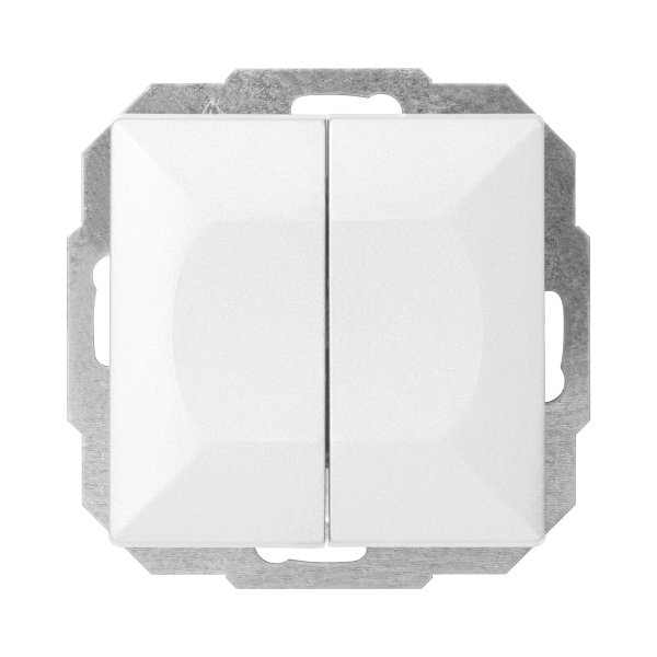 Flush-mounted double three-way switch Pearl, 10A, 250V, WP-2/5P, white