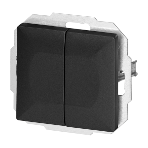 Flush-mounted double three-way switch Pearl, 10A, 250V, WP-2/5P, black