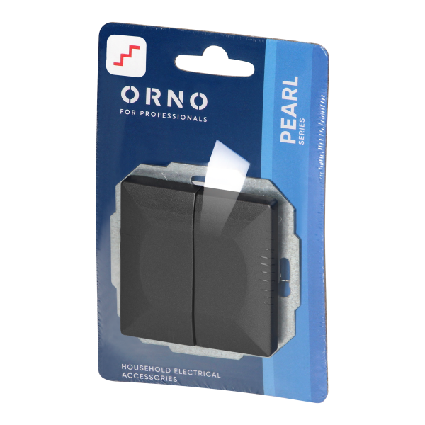 Flush-mounted double three-way switch Pearl, 10A, 250V, WP-2/5P, black