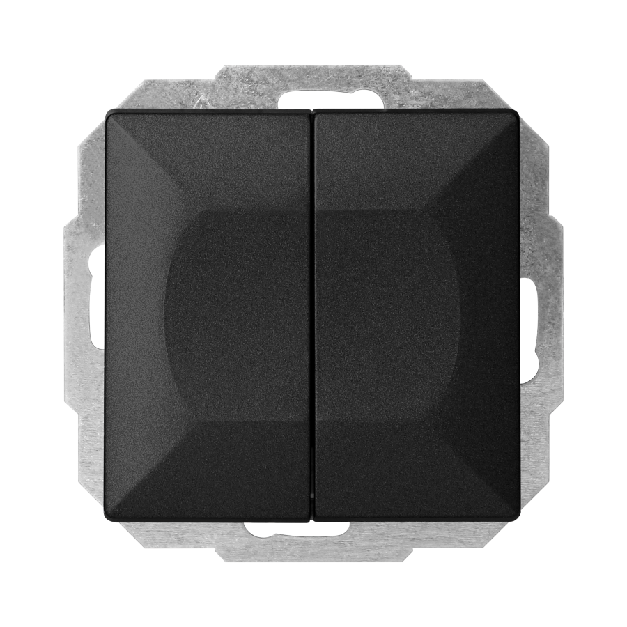 Flush-mounted double three-way switch Pearl, 10A, 250V, WP-2/5P, black