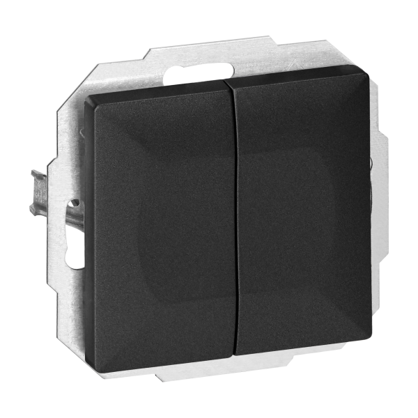 Łącznik p/t schodowy podwójny Pearl, 10A, 250V, WP-2/5P, czarny