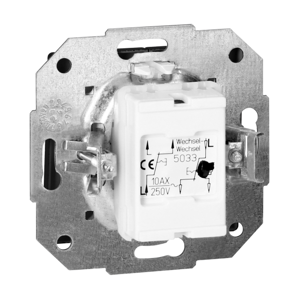 Flush-mounted double three-way switch Pearl, 10A, 250V, WP-2/5P, black