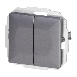 Flush-mounted double three-way switch Pearl, 10A, 250V, WP-2/5P, anthracite