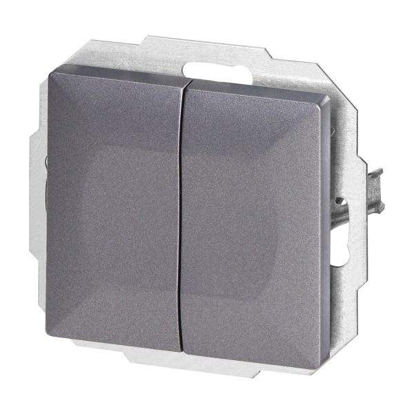 Łącznik p/t schodowy podwójny Pearl, 10A, 250V, WP-2/5P, antracyt