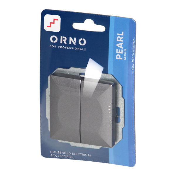 Flush-mounted double three-way switch Pearl, 10A, 250V, WP-2/5P, anthracite