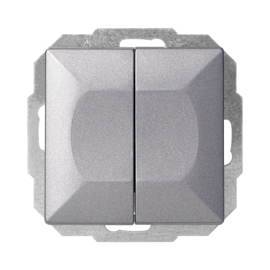 Flush-mounted double three-way switch Pearl, 10A, 250V, WP-2/5P, anthracite