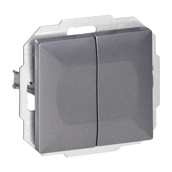 Łącznik p/t schodowy podwójny Pearl, 10A, 250V, WP-2/5P, antracyt