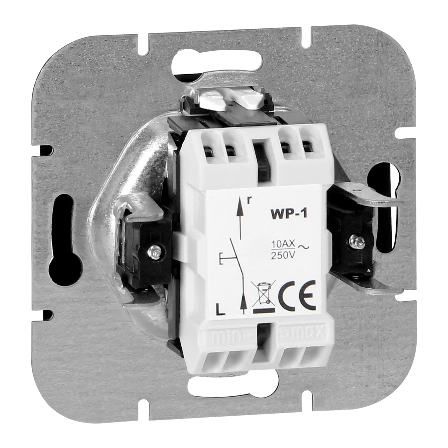 Flush-mounted single-pole switch Onyx, 10A, 250V, WP-1O, black