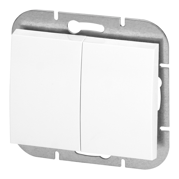 Flush-mounted two-button switch Onyx, 10A, 250V, WP-2O, white