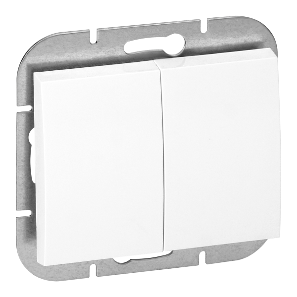 Flush-mounted two-button switch Onyx, 10A, 250V, WP-2O, white