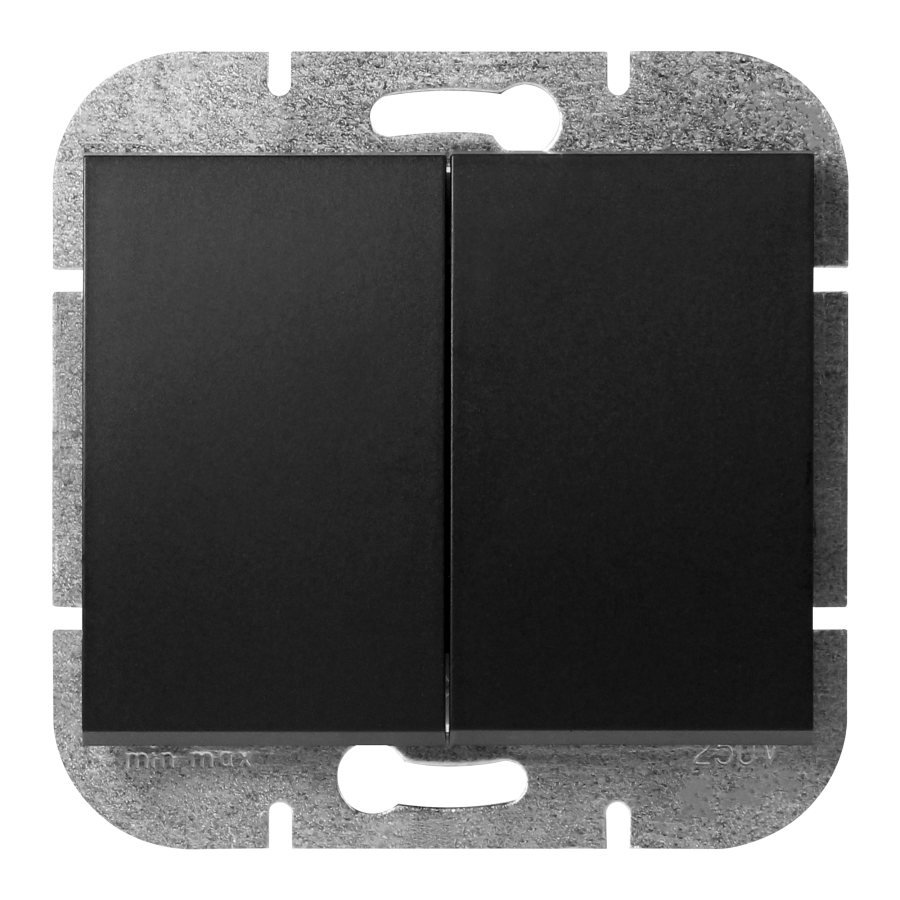 Flush-mounted two-button switch Onyx, 10A, 250V, WP-2O, black