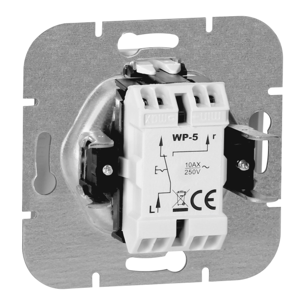 Flush-mounted three-way switch Onyx, 10A, 250V, WP-5O, white