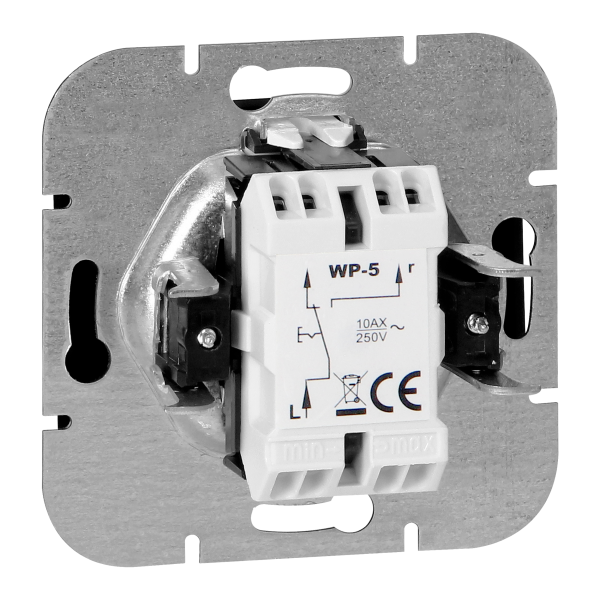 Flush-mounted three-way switch Onyx, 10A, 250V, WP-5O, black