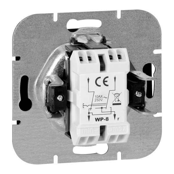 Flush-mounted four-way switch Onyx, 10A, 250V, WP-8O, black