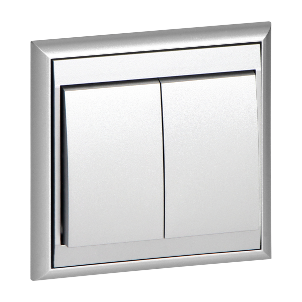 Flush-mounted two-button switch Luna, 10A, 250V, WP-2L, silver