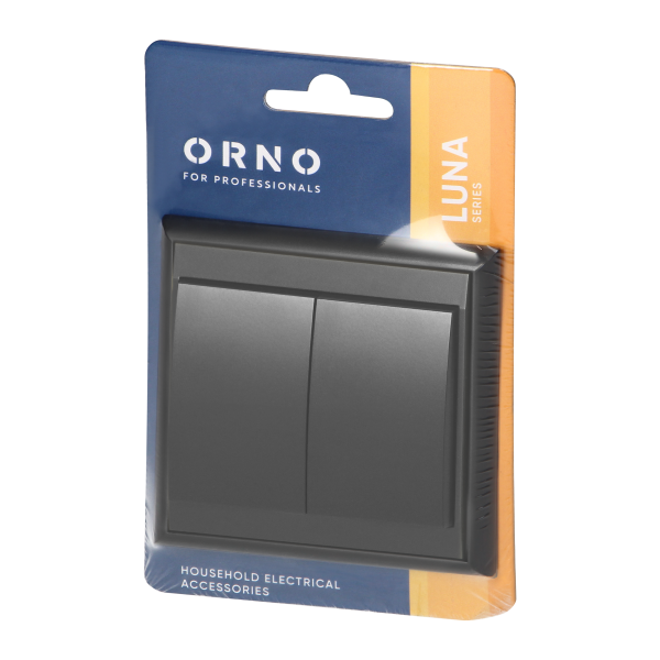 Flush-mounted two-button switch Luna, 10A, 250V, WP-2L, black