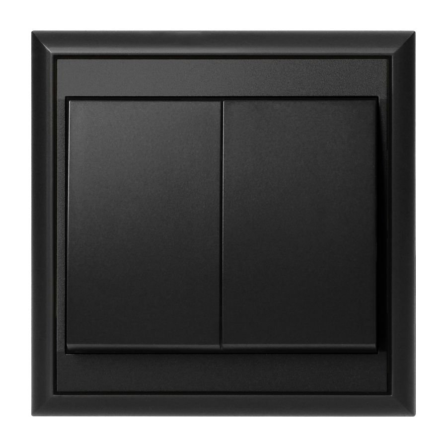 Flush-mounted two-button switch Luna, 10A, 250V, WP-2L, black