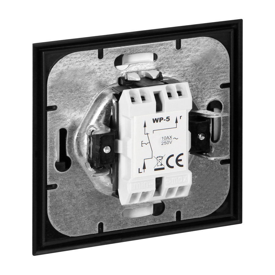 Flush-mounted three-way switch Luna, 10A, 250V, WP-5L, black