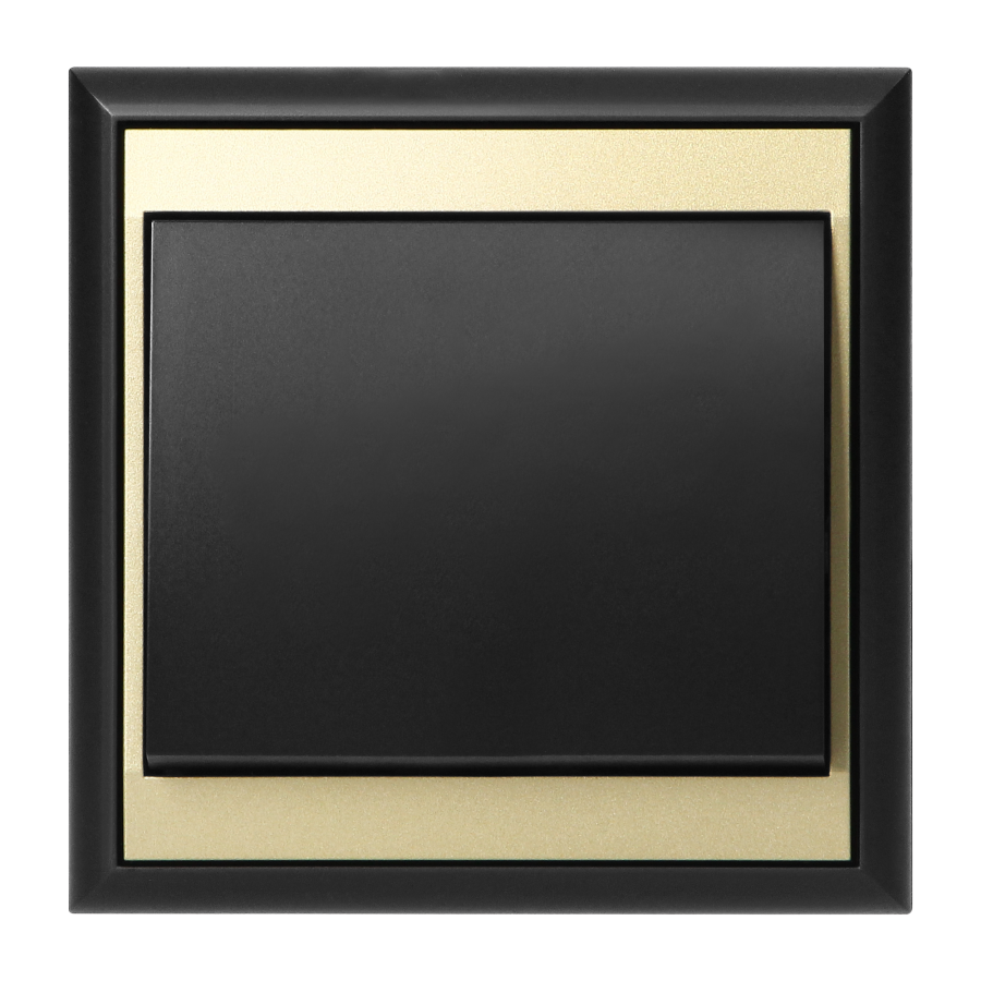 Flush-mounted three-way switch Luna, 10A, 250V, WP-5L, black/gold