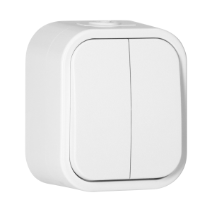 Surface-mounted two-button switch B2, 10A, 250V, IP54, WNT-2B2, white