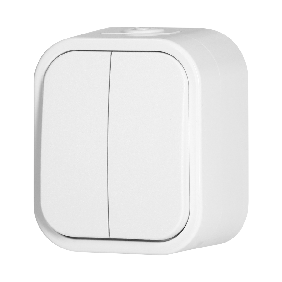 Surface-mounted two-button switch B2, 10A, 250V, IP54, WNT-2B2, white