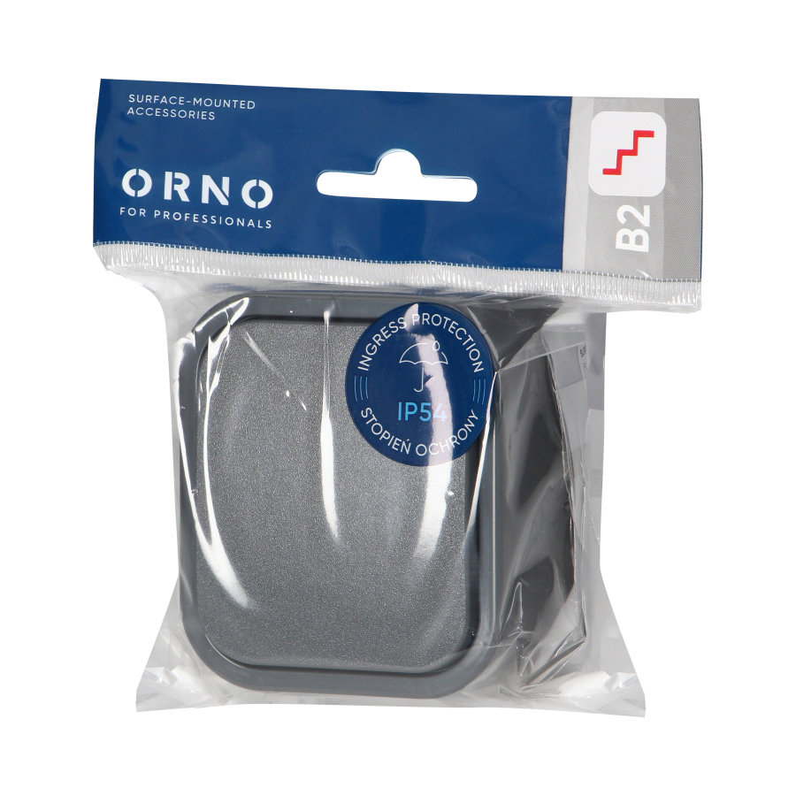 Łącznik n/t schodowy B2, 10A, 250V, IP54, WNT-5B2, szary