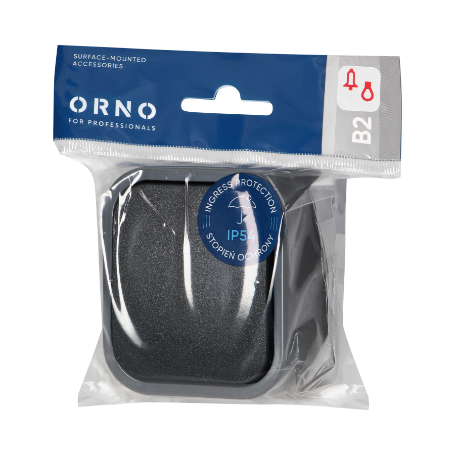 Przycisk n/t dzwonek B2, 10A, 250V, IP54, WNT-6/7B2, szary/czarny