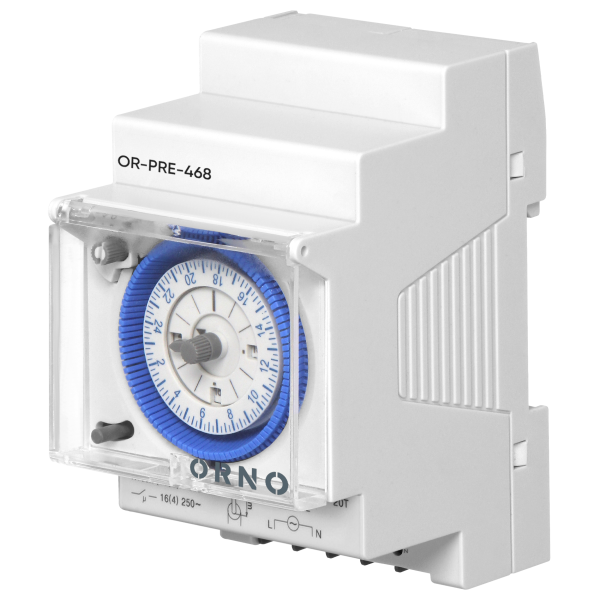 Mechanical time switch battery 3 module , 24 hours, minimum 15 minutes, 110-230 VAC, reserve 200 hours