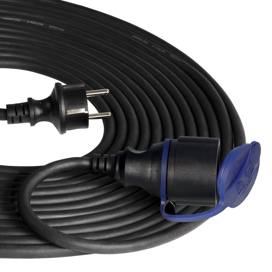 Przedłużacz warsztatowy bryzgoszczelny IP44, 1x2P+Z 10m,kabel gumowy olejoodporny H07RN-F 3x1,5mm², 230VAC/16A, schuko