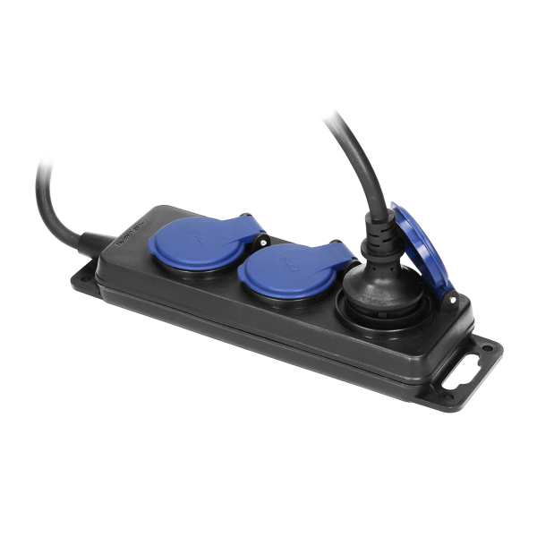 Heavy-duty, splash-proof extension sockets, rubber cord, IP44, H05RR-F 3x1.5mm² - 3m