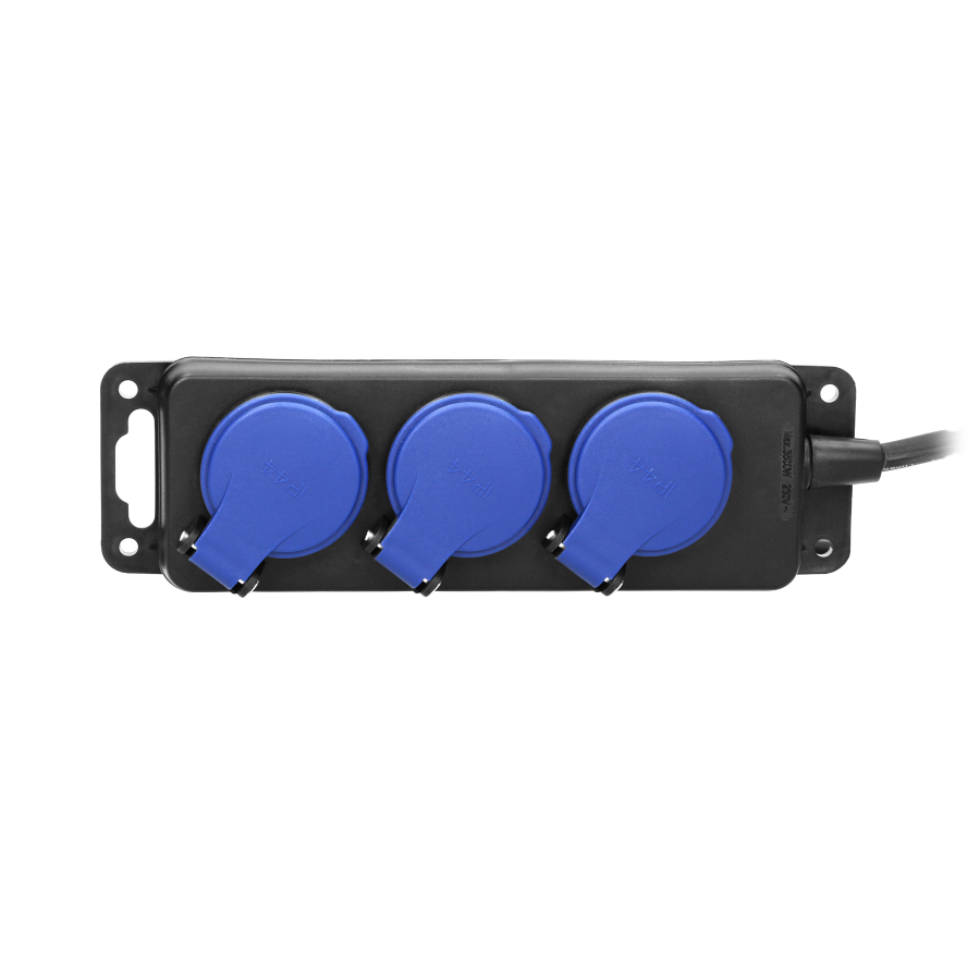 Heavy-duty, splash-proof extension sockets, rubber cord, IP44, H05RR-F 3x1.5mm² - 3m