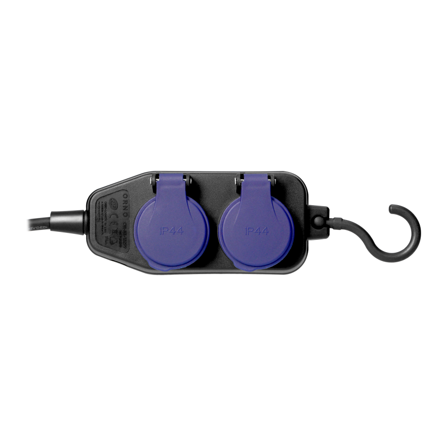 Heavy-duty, splash-proof extension sockets, rubber cord, 4 sockets (2+2) 2P+E, IP44, H05RR-F 3x1.5mm², 5m,