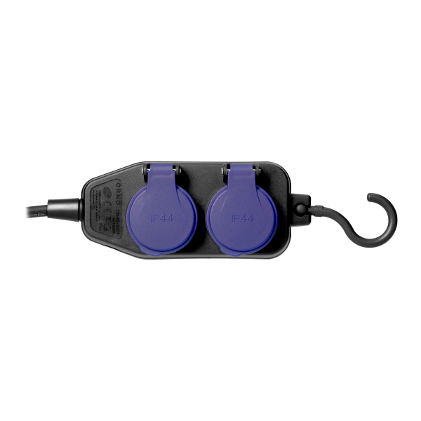 Heavy-duty, splash-proof extension sockets, rubber cord, 4 sockets (2+2) 2P+E, IP44, H05RR-F 3x1.5mm², 5m,