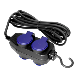 Heavy-duty, splash-proof extension sockets, rubber cord, 4 sockets (2+2) 2P+E, IP44, H05RR-F 3x1.5mm², 10m