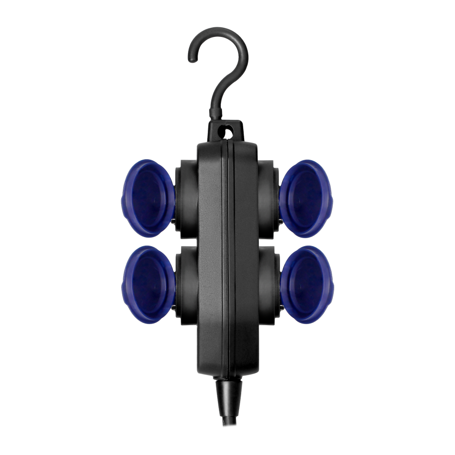Heavy-duty, splash-proof extension sockets, rubber cord, 4 sockets (2+2) 2P+E, IP44, H05RR-F 3x1.5mm², 10m