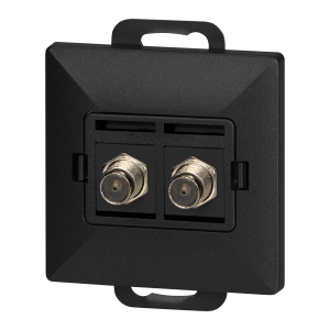 Double socket type F Pearl, TV/F-F1/P2, black