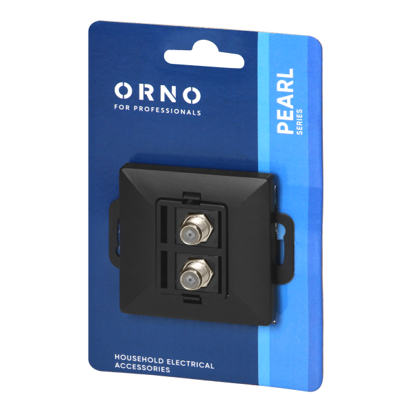 Double socket type F Pearl, TV/F-F1/P2, black