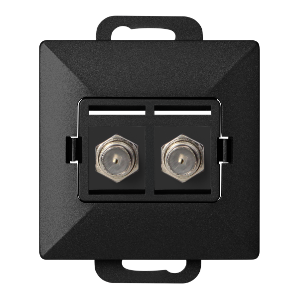 Double socket type F Pearl, TV/F-F1/P2, black