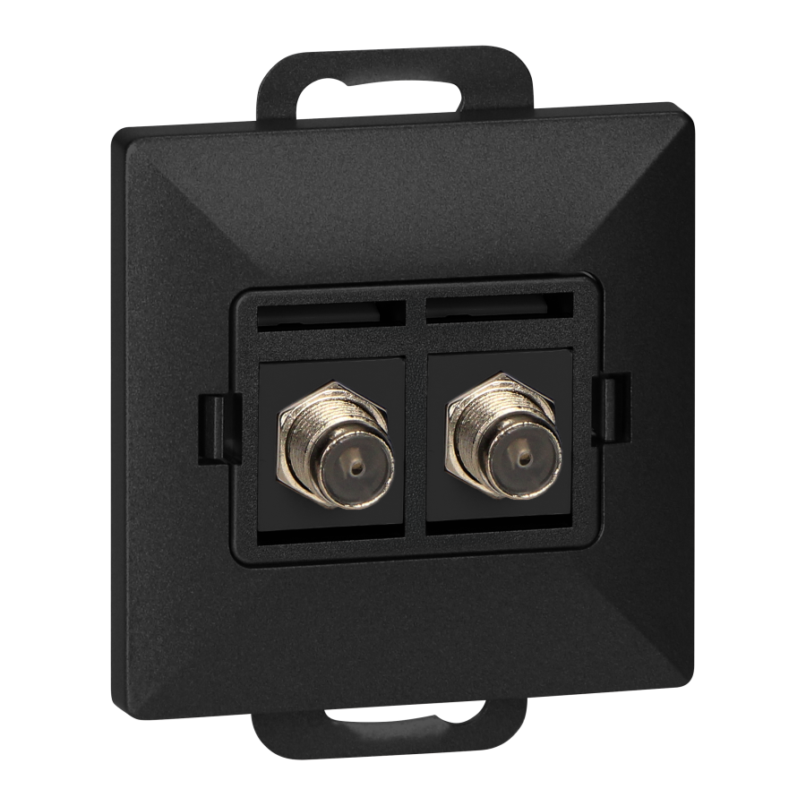 Double socket type F Pearl, TV/F-F1/P2, black