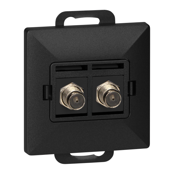 Double socket type F Pearl, TV/F-F1/P2, black