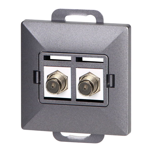 Double socket type F Pearl, TV/F-F1/P2, anthracite