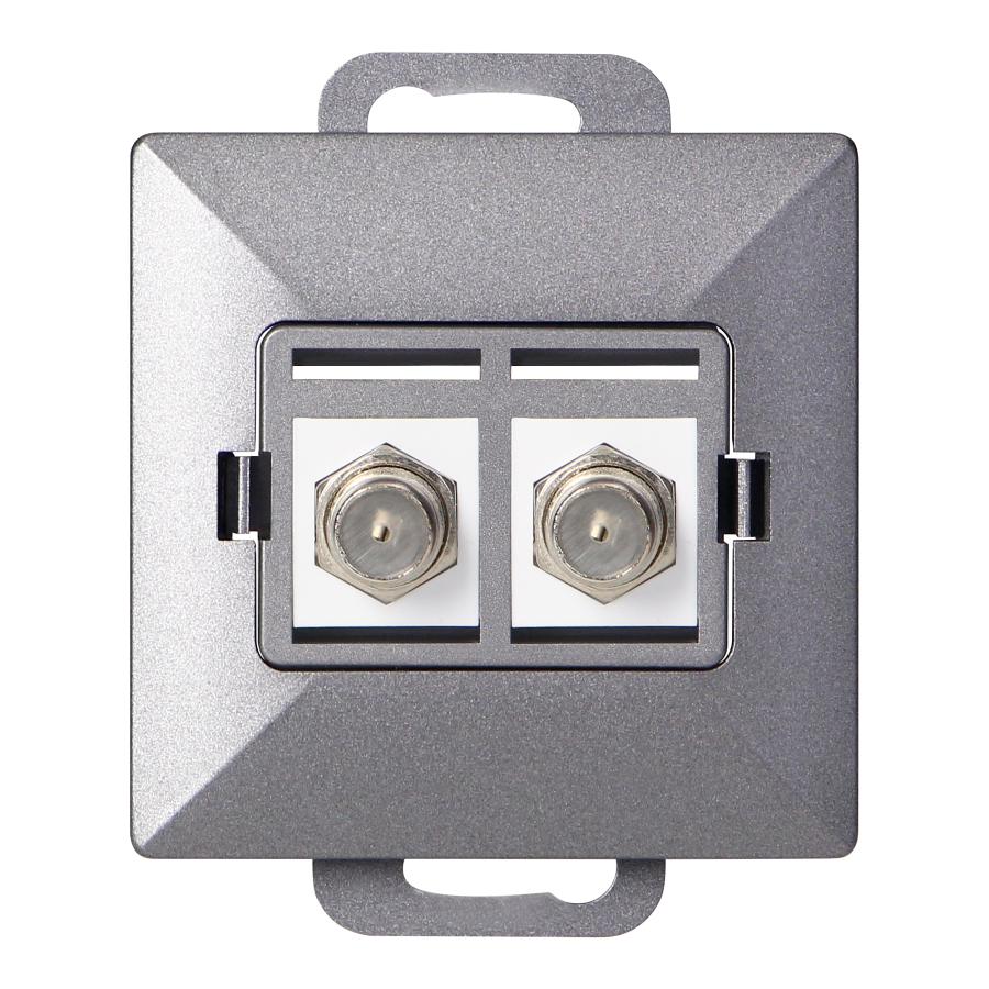 Double socket type F Pearl, TV/F-F1/P2, anthracite