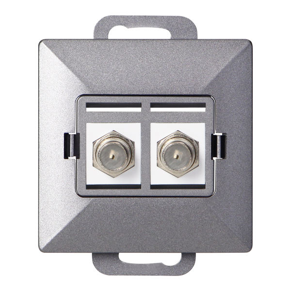 Double socket type F Pearl, TV/F-F1/P2, anthracite