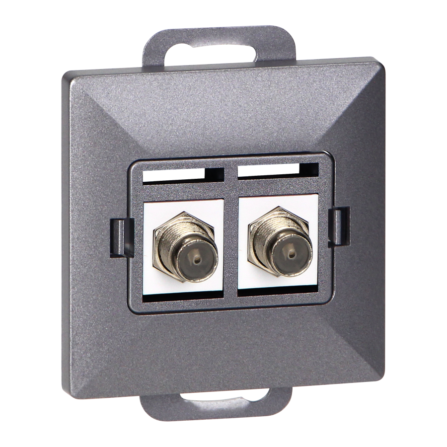 Double socket type F Pearl, TV/F-F1/P2, anthracite