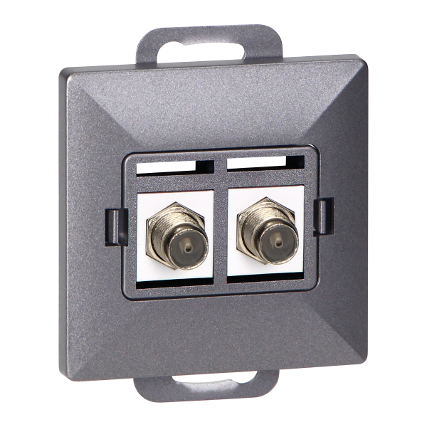 Double socket type F Pearl, TV/F-F1/P2, anthracite