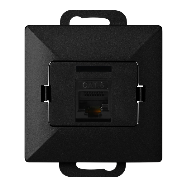 Single socket tel-comp. RJ-45 Cat5 Pearl, RJ45-5CAT/P1, black