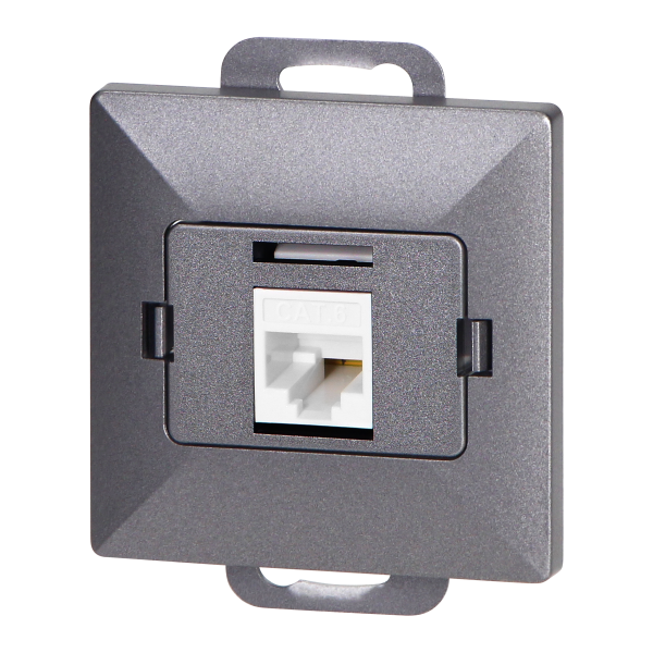 Gniazdo 1xRJ45 Cat5 Pearl, RJ45-5CAT/P1, antracyt